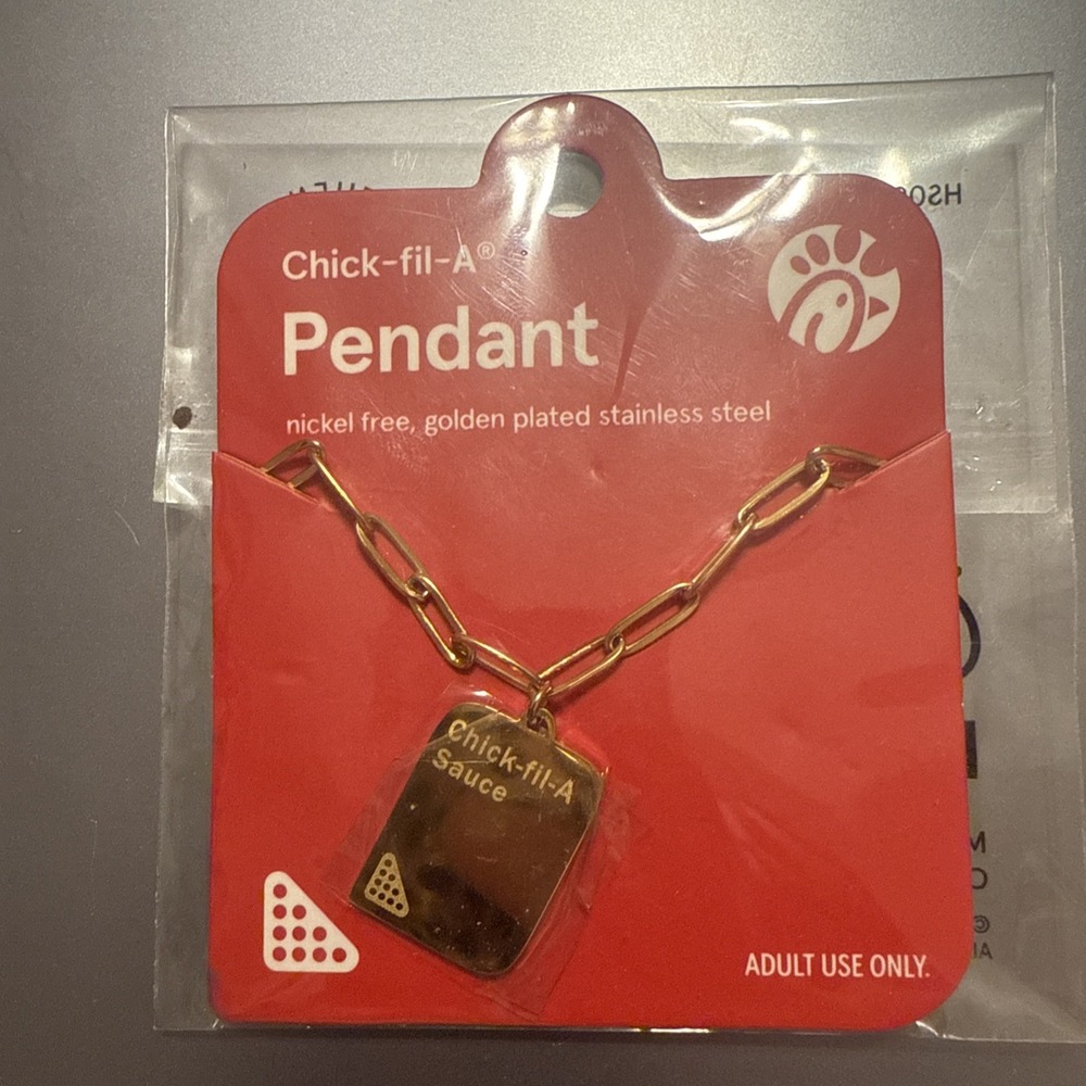 Chick-fil-A Sauce Pendant Necklace Golden Plated NEW